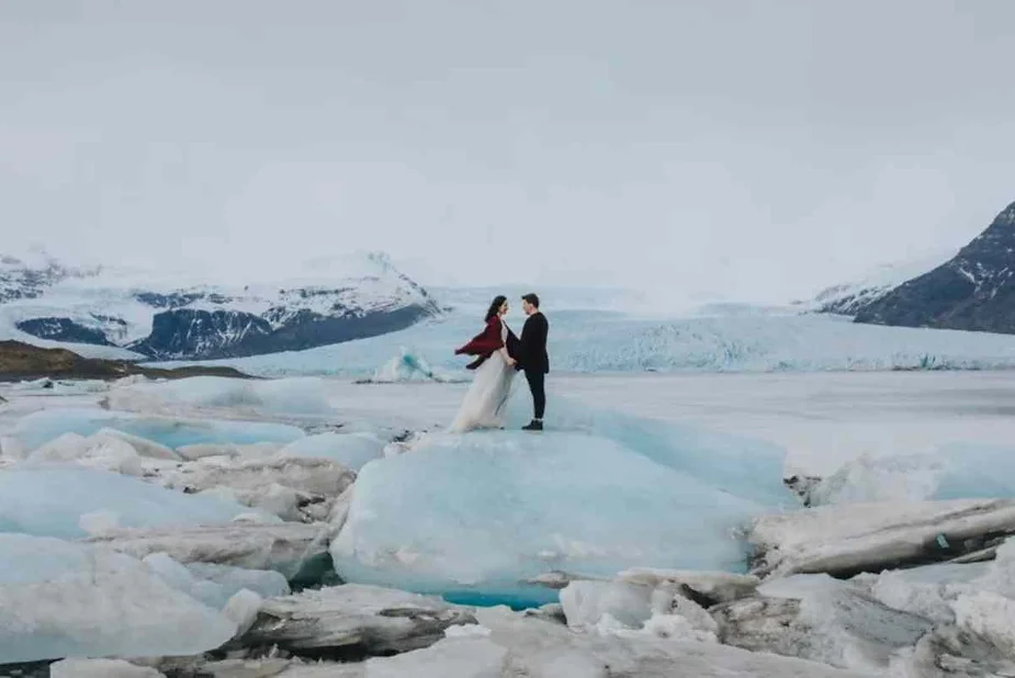 Boda sobre un glaciar islandes