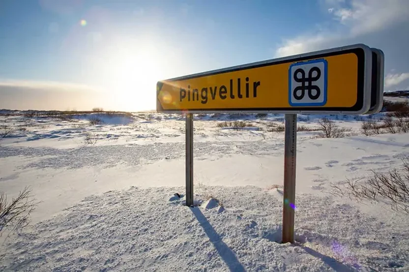 Cartel de entrada a Thingvellir